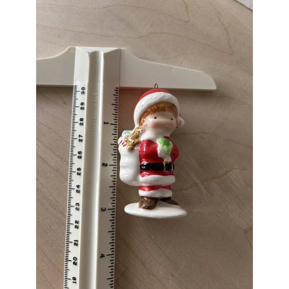 Vtg Joan Walsh Anglund Christmas Ornament Santa Boy with Toy Sack 1981